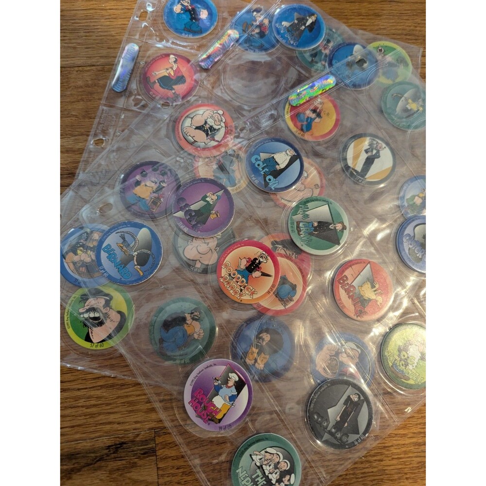 Vintage 1995 Popeye Pogs Milk Caps Brutus Wimpy Olive Oyl Sweet-Pea